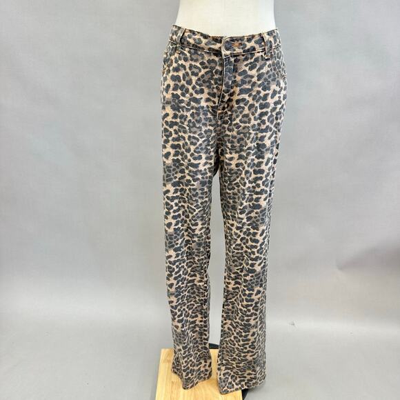 LIONESS Carmlea Jeans in Leopard print straight leg size medium 100% cotton - Picture 2 of 13